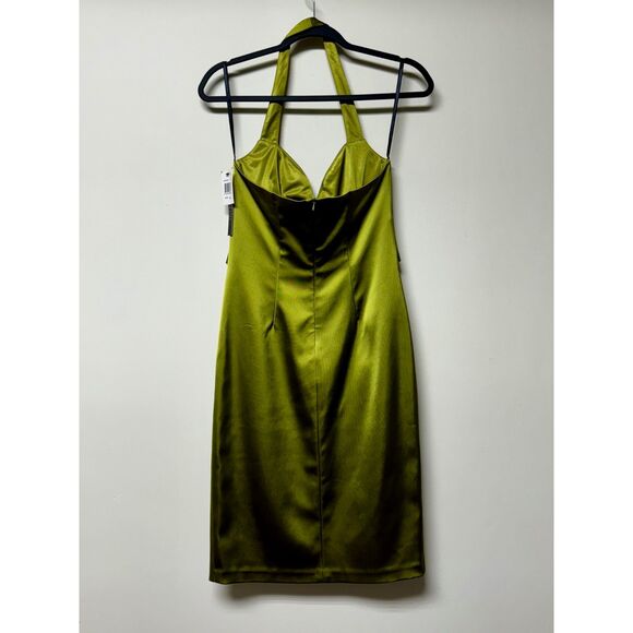 NWT DAVID MEISTER Green Halter Cocktail Dress, Sz 4 - Picture 7 of 13